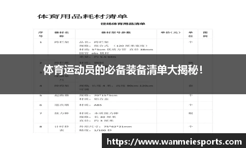 体育运动员的必备装备清单大揭秘！